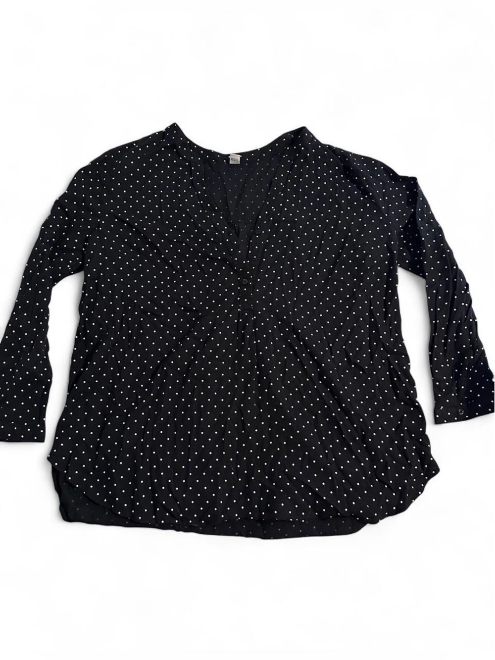 Old Navy Black and White Polka Dot V-Neck Blouse